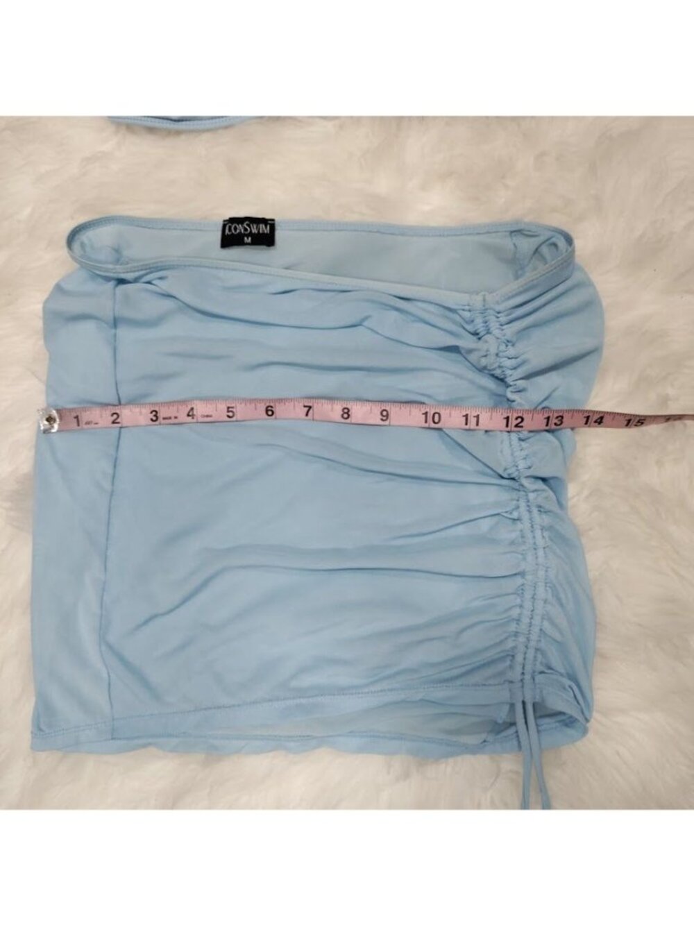 Icon Swim Light Blue Bikini Set With Ruched Cover Up Skirt & Halter Top Size S - Picture 13 of 13